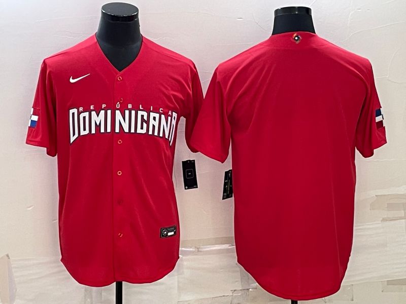 Men 2023 World Cub Dominican Blank Red Nike MLB Jersey